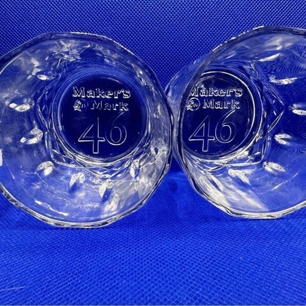 Elegant Maker's Mark Bourbon 46 Etched Whiskey Lowball Bar Clear Glass